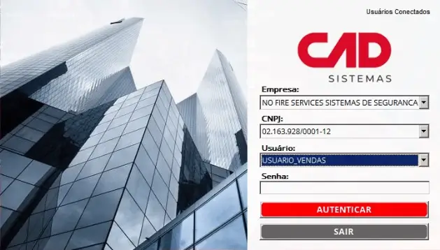 Tela de login do CAD ERP