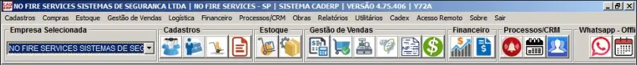 Menu principal do CAD ERP