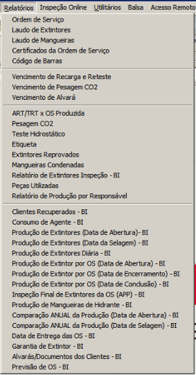 Tela do sistema CADEX