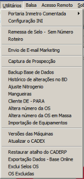 Tela do sistema CADEX