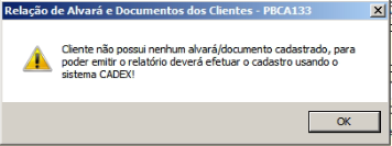 Tela do sistema CAD ERP