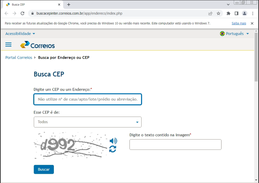 Tela do sistema CAD ERP