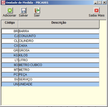 Tela do sistema CAD ERP