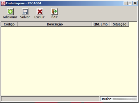 Tela do sistema CAD ERP