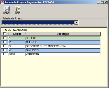 Tela do sistema CAD ERP