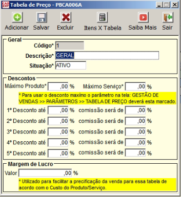 Tela do sistema CAD ERP
