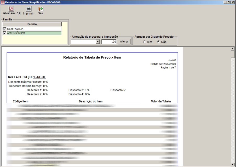 Tela do sistema CAD ERP
