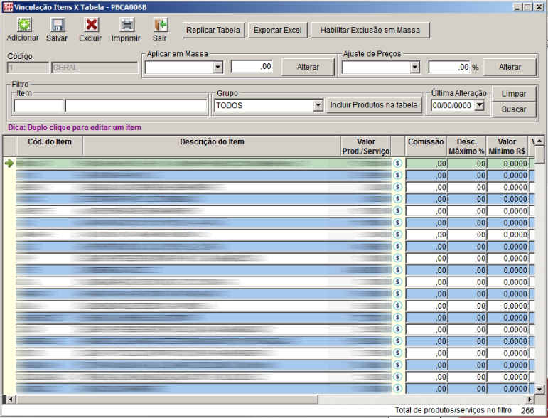 Tela do sistema CAD ERP
