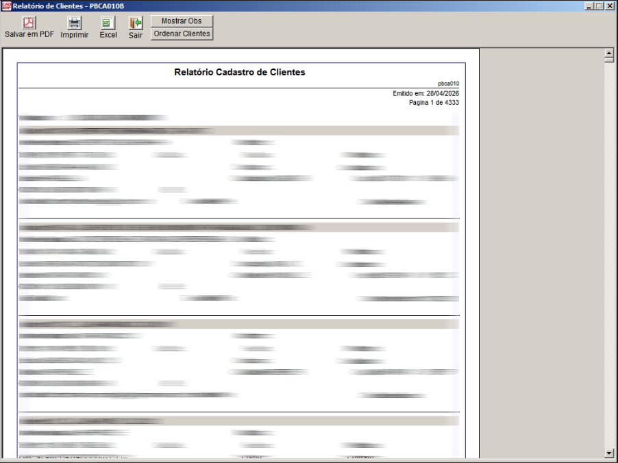 Tela do sistema CAD ERP