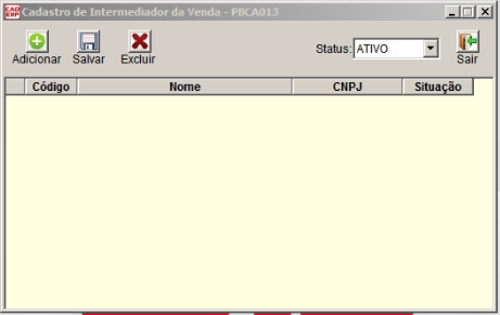 Tela do sistema CAD ERP