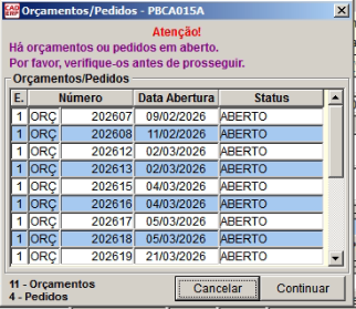 Tela do sistema CAD ERP