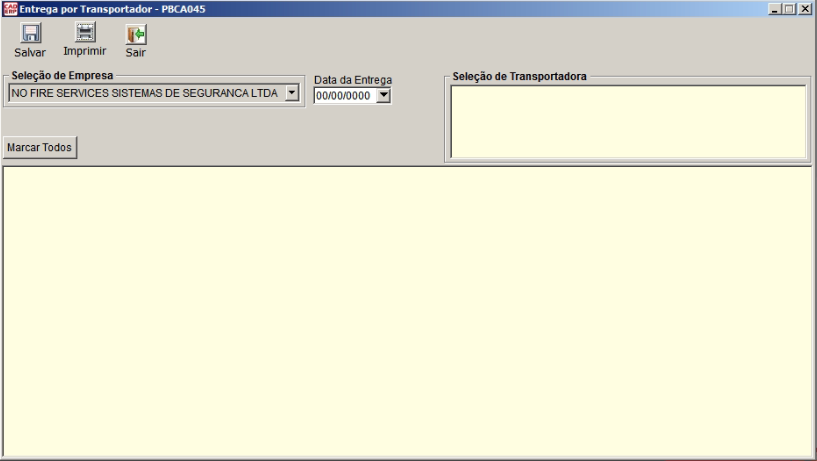 Tela do sistema CAD ERP