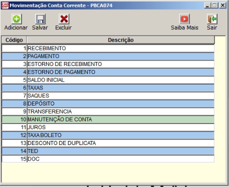 Tela do sistema CAD ERP