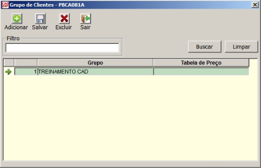Tela do sistema CAD ERP