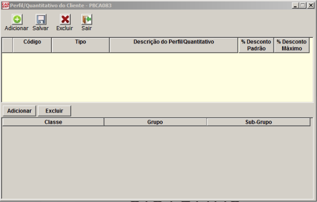 Tela do sistema CAD ERP