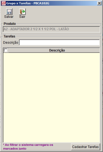 Tela do sistema CAD ERP