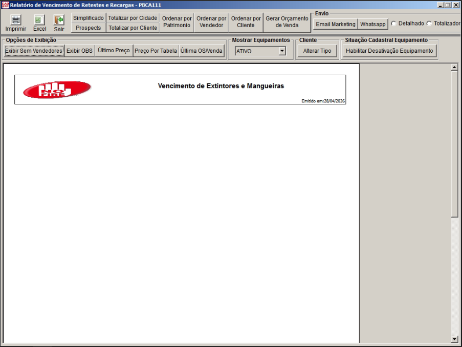 Tela do sistema CAD ERP