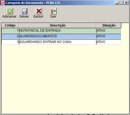 Tela do sistema CAD ERP