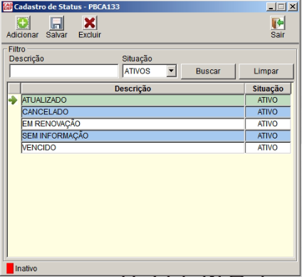 Tela do sistema CAD ERP