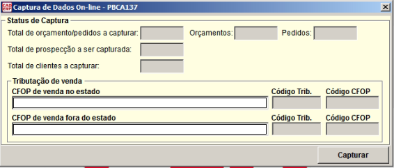 Tela do sistema CAD ERP