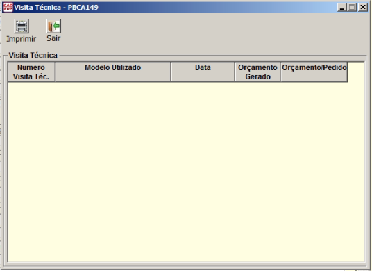 Tela do sistema CAD ERP