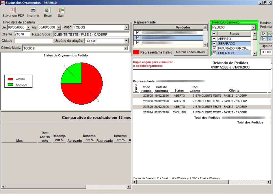 Tela do sistema CAD ERP